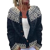Women's Fair Isle Button Down Cardigan Sweater, Long Sleeve Knit Fall Winter Layering Top 2025