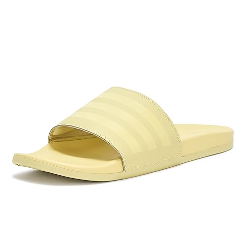 adidas Unisex Adilette Comfort Slide Sandal, Halo Gold/Powder Yellow/Powder Yellow, 9 US Men