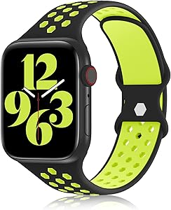 YAXIN Sports Band Compatible with Apple Watch Bands 38MM 40MM 42MM 44MM Women and Men,Breathable Soft Silicone Replacement Strap Double-color Air Holes Bands for iWatch Series 6 5 4 3 2 12 SE