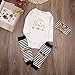 Newborn Baby Boy Girl Romper Tops + Headband+Leg Warmer 3PCS Outfits Set Clothes (0-6 Months), Tag 70, White/ Black/ Gold