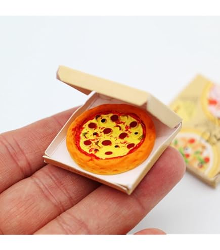 LUOZZY 4 Piezas De Pizza En Iniatura Casa De Uñecas Pizza Con Cajas