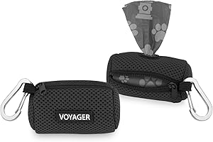 Best Pet Supplies 2-Pack Dog Poop Bag Holder Leash Attachment, Color, Reusable Mesh Dispenser Pouch for Travel, Walking, Park, and Outdoor Use, Soft and Durable with Clip-On - Mesh Black