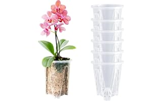 pavtner Orchid Pot, 3.9''W × 4.8''H 6 Pack,Orchid Pots with Holes,Sturdy Clear Plastic Orchid Pot for Repotting, Flower Plant Pot for Orchids Planter