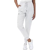 MIVEI High Waisted Jogger Style Scrub Pants Petite White