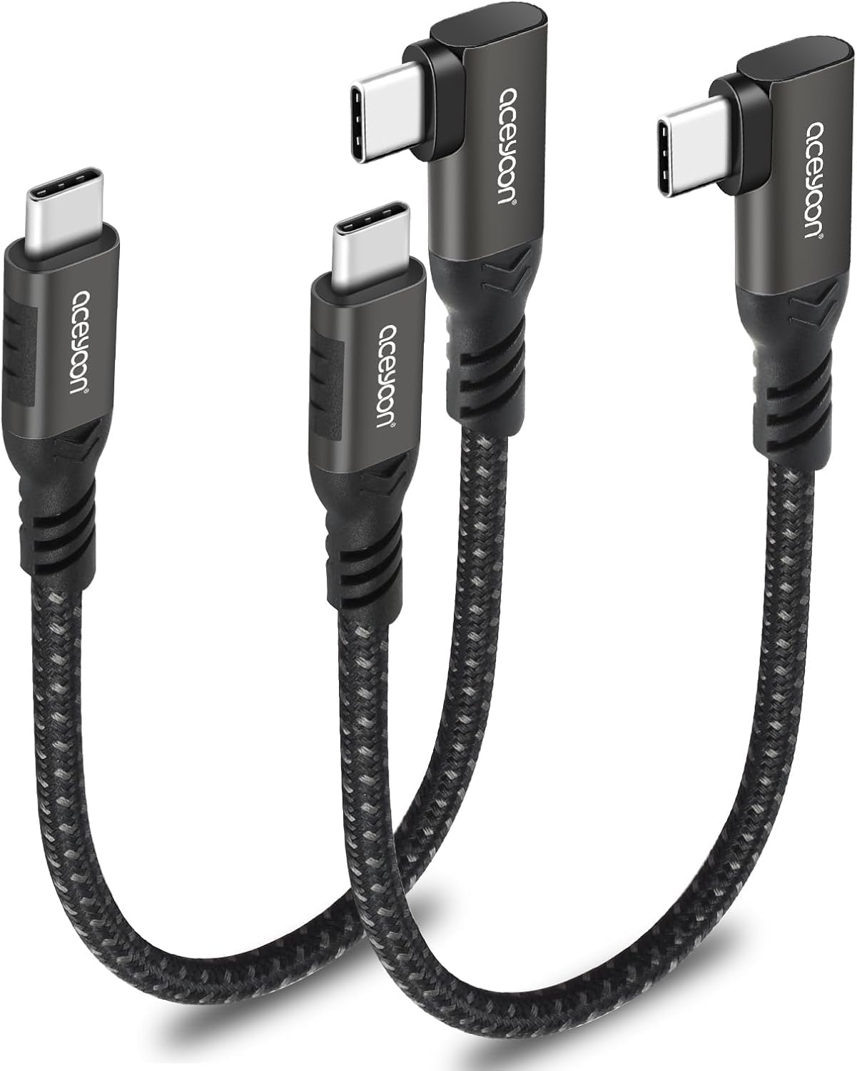 aceyoon 2 Stück 240W USB C Kabel Kurz 20cm,Winkel 90 Grad USB C auf C Kabel 5A PD Schnellladekabel USB Typ C mit E-Maker Chip für iPhone 17 16 Pro Max,für MacBook,für Galaxy S24 S23,für Huawei Mate 70