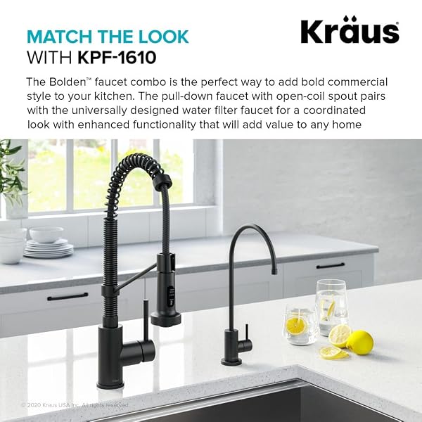 KRAUS PURITA 100% LEAD-FREE KITCHEN WATER FILTER FAUCET IN MATTE BLACK, FF-100MB