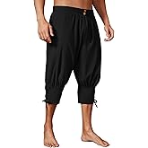 Runcati Mens Pirate Shorts Medieval Renaissance Banded Pants Viking Navigator Halloween Costume