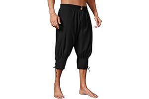 Runcati Mens Pirate Shorts Medieval Renaissance Banded Pants Viking Navigator Halloween Costume