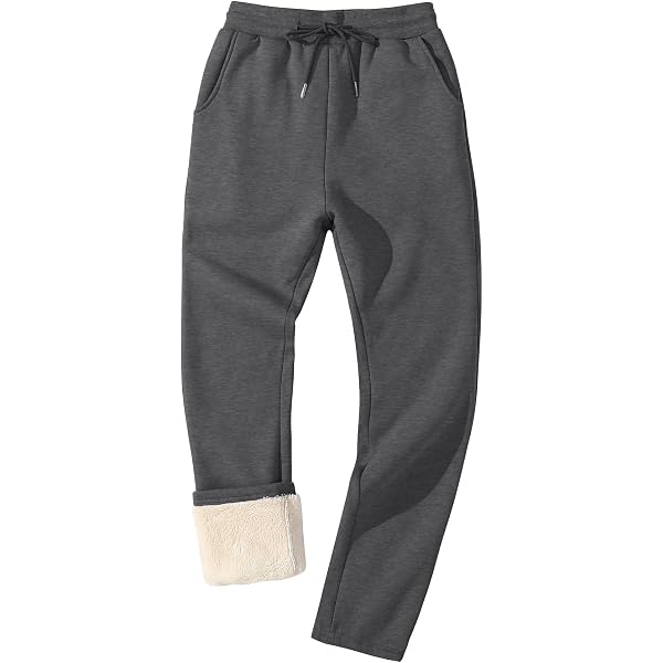 thumbnail image 2 of Women's Warm Sherpa Lined Athletic Sweatpants Jogger Fleece Pants Solid Drawstring Elastic Waist Pants With Pocket 2 of 14