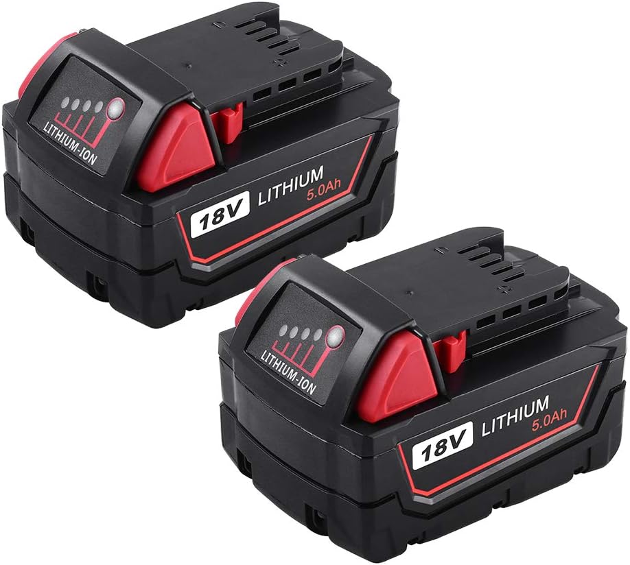 2Pack 5.0Ah XC Battery for Milwaukee Battery 18V Lithium Replacement for Milwaukee 48-11-1840, 48-11-1815, 48-11-1820, 48-11-1850 Lithium-ion Milwaukee 18-Volt Battery