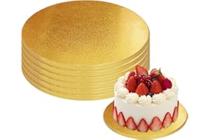 AUMODIZZY 6 PCS Cake Drums, 1/2 Inch Thick 12 Inch Round Cake Boards, Gold, Professional Quality Cake Cardboards, Card Base, Cake Mat-Gold