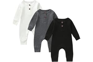 Bafeicao Baby Boy Girl 2/3 Pack Solid Romper Ribbed Short/Long Sleeve Bodysuit Jumpsuit Infant Knitted Outfits Clothes
