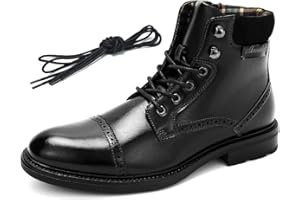 Temeshu Mens Casual Lace Up Motorcycle Boots Classic Combat Ankle Boots(with shoelaces) HH06