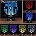 3D Optical Illusion Night Light - 7 LED Color Changing Lamp - Cool Soft Light Safe For Kids - Solution For Nightmares - Soccer Team FC Barcelona