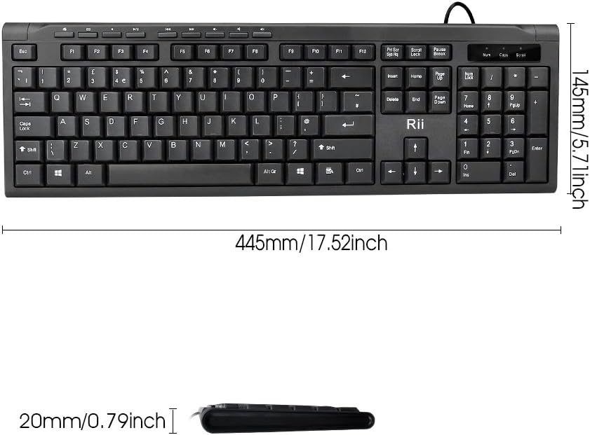 Rii RK907 USB Wired Keyboard Full Size Office Keyboard Compatible with Mac PC Tablet Windows Android Microsoft UK Layout - Image 3