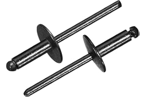 uxcell 50Pcs 3/16"x1/2" Large Flange Blind Rivets, Zinc-Plated Carbon Steel Grip and Mandrel Cap Blind Rivets, Black