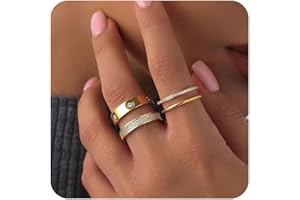 PDWZNBA Gold Rings for Women Non Tarnish Stackable Rings Trendy Dainty 18K Gold Plated Stacking Rings Set Love Friendship Rings Band Rings Promise Wedding Engagement Rings Size 5-11