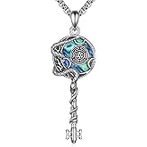 UCADRIT Hecate Key Necklace Sterling Silver Hekate Wheel Pendant Snake Moon Key Necklace Hecate Jewelry Gifts for Women