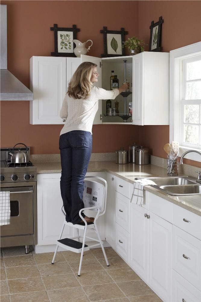 Cosco White Retro Counter Chair / Step Stool with Lift-up Seat: Home Improvement