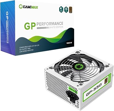 GameMax GP-Series 550W 80 Plus Bronze ATX PSU White 140mm Fan Single Rail