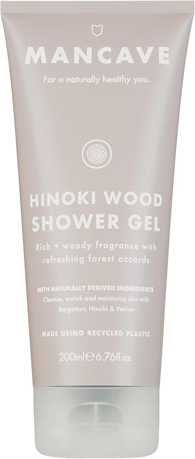 ManCave Hinoki Wood Shower Gel 200ml for Men Invigorating Body Wash