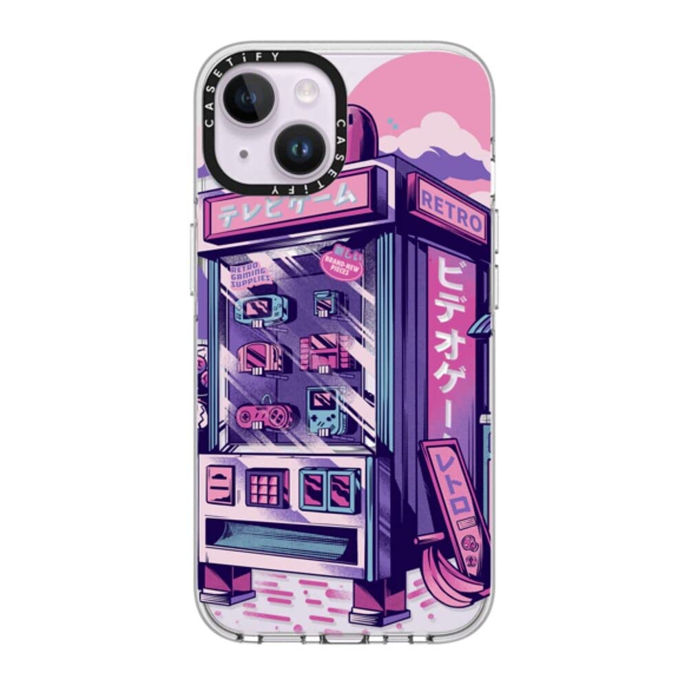 CASETiFY Clear iPhone 14 Case [Not Yellowing / 6.6 ft. 3X Military Grade Drop Protection/Magsafe] - Retro Vending Machine - Clear