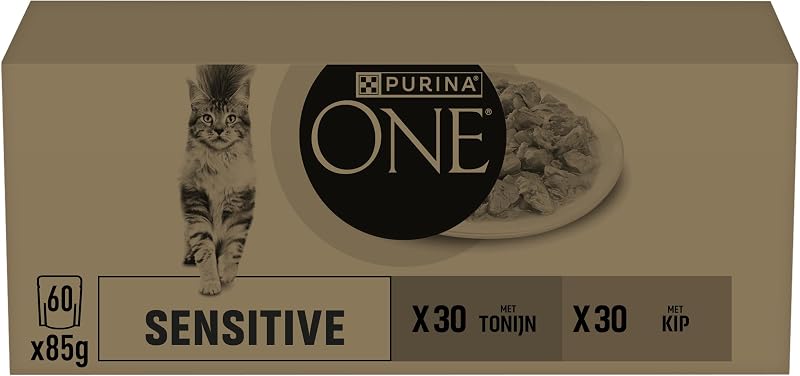 Sensitive - Comida húmida para gatos adultos, 60 sacos de 85