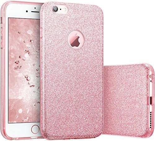 Coovertify 3-in-1 Glittery Strong Silicone Gel Case for Apple iPhone - Slim, Hard, Shockproof