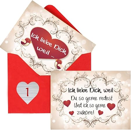 Amazon.de: Sinoest Adventskalender zum Befüllen mit 24 Karten Ich Liebe