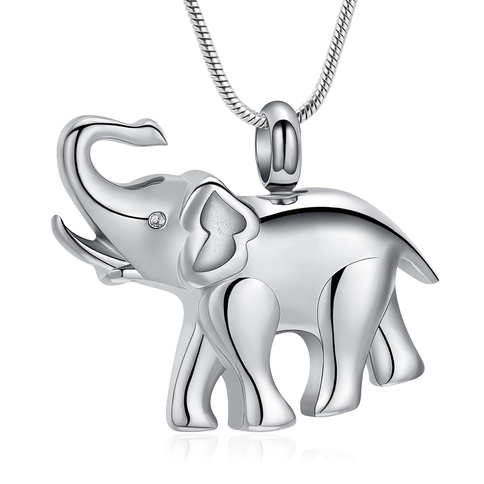Cremation Jewelry for Ashes Elephant Shape Stainless Steel Keepsake Memorial Pendant Locket Urn Necklace for Pet/Human