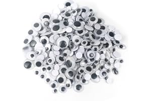 FKEYTO 420pcs Black Wiggle Googly Eyes with Self-Adhesive, Multi Sizes 8mm to 20mm for DIY
