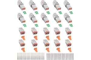 JRready ST6246 Deutsch 2 Pin Connector 10 Sets, DT04-2P DT06-2S Gray Waterproof Electrical Wire Connector with Solid Contacts 14-20AWG