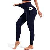 Blue Breath Leggings with Pockets for Women-High Waisted Full Length Yoga Pants Tummy Control Workout Athletic Daily
