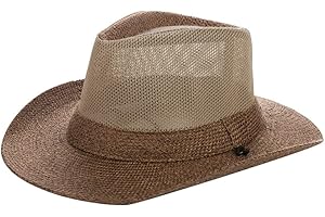 KABAKE Wide Brim Straw Panama Hat Fedora Beach Sun Hat UPF50+ Unisex Fishing Hats Brown