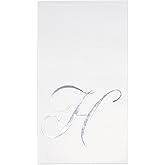 Gift Boutique 100 Silver Monogram on White Guest Napkins Letter H Disposable Paper Pack Elegant Metallic Silver Foil Dinner Hand Napkin for Bathroom Wedding Holiday Birthday Party Decorative Towels