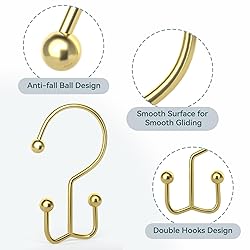 Goowin Shower Curtain Hooks, 12 Pcs Shower Curtain