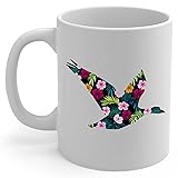 Colorful Barnacle Goose Silhouette Floral Coffee