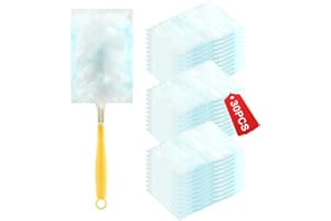 HOGURIN 30Pcs Duster Refill, 180° Heavy Duty Multi-Surface Duster Replacement with 1 Standard Handle for Home Office Furniture(Color:Yellow)