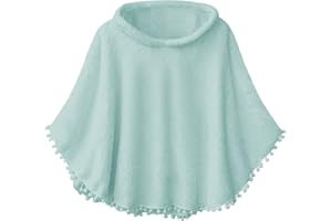 Inorin Kids Girls Sherpa Fleece Pullover Hoodies Pompom Tassel Fuzzy Coat Poncho Cloak Hooded Cape