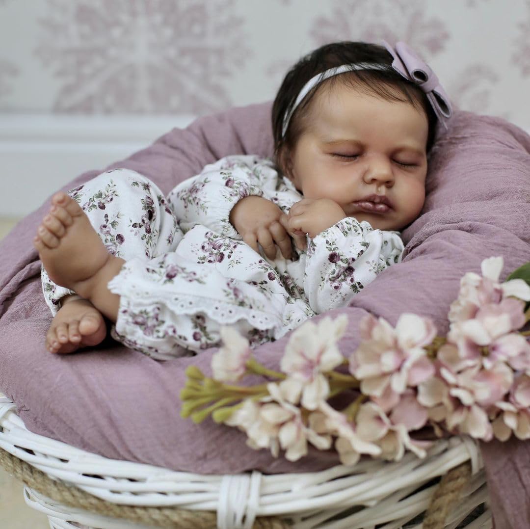 SCOM Reborn Baby Dolls Black Girl - 20 Inch Realistic Newborn Baby Dolls Newborn Baby Dolls African American Real Life Baby Dolls Gift for Kids Age 3