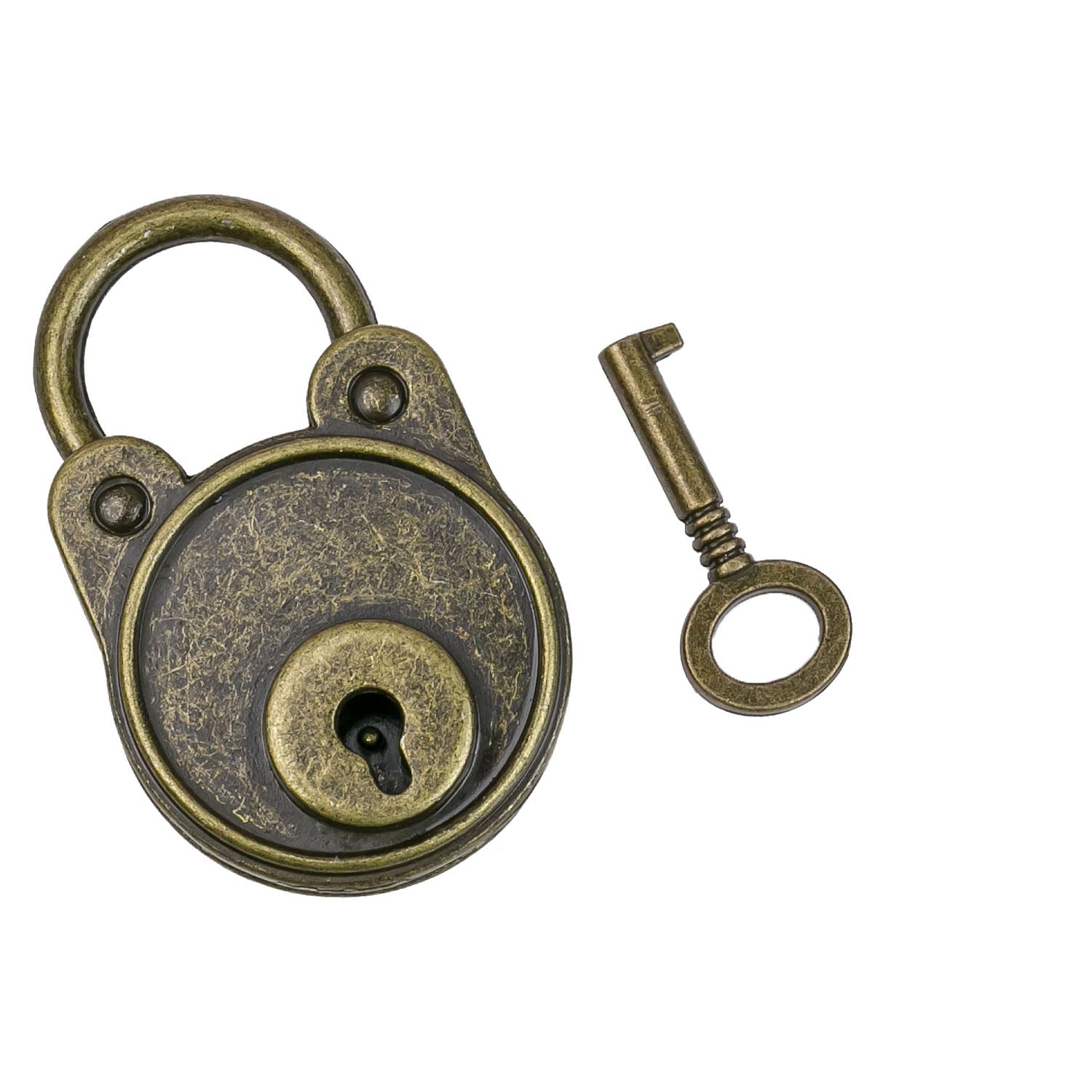 HMF Vintage Decorative Padlock with Key, 4.8 x 3 x 1 cm, Bronze