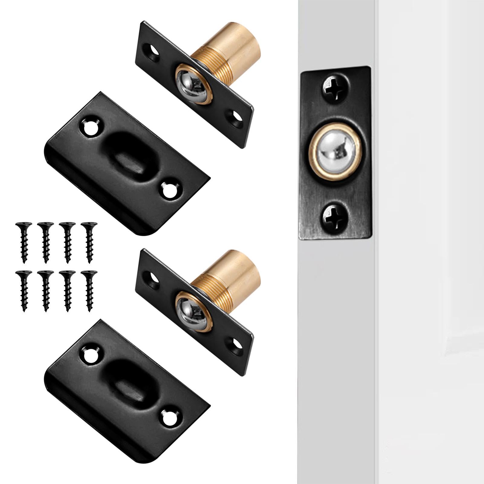 DSFSAEG 2Sets Ball Door Catches For Internal Doors, Adjustable Roller Ball Door Catch Latch Spring Ball Bearing Door for Cupboard Closet Top of Door