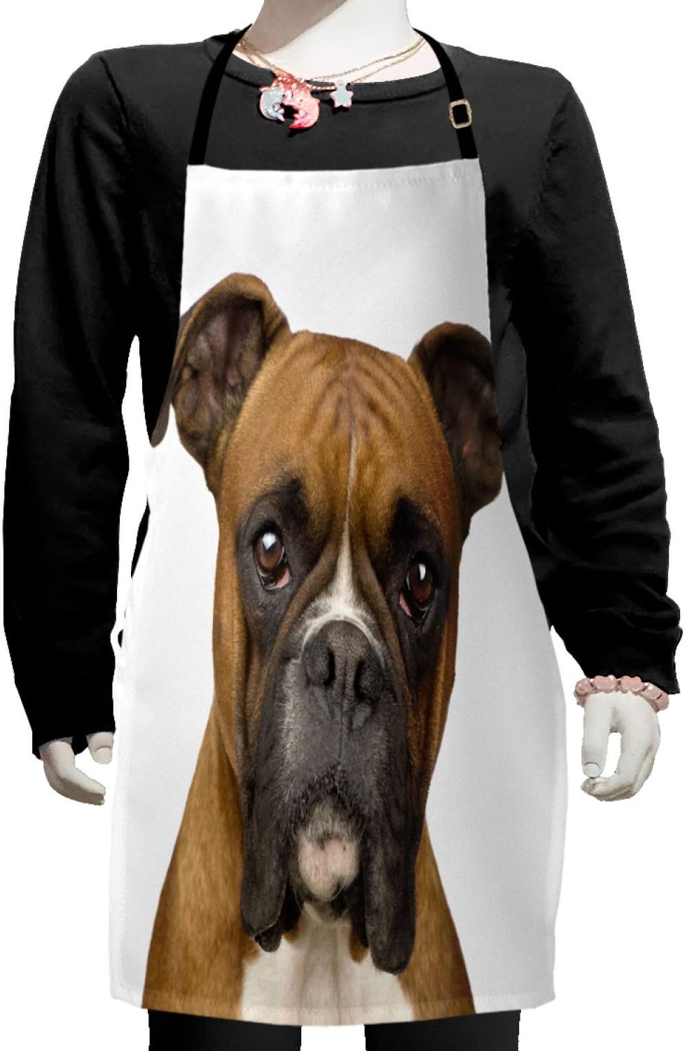 Ambesonne Boxer Dog Apron, Front View 2 Years Old Purebred