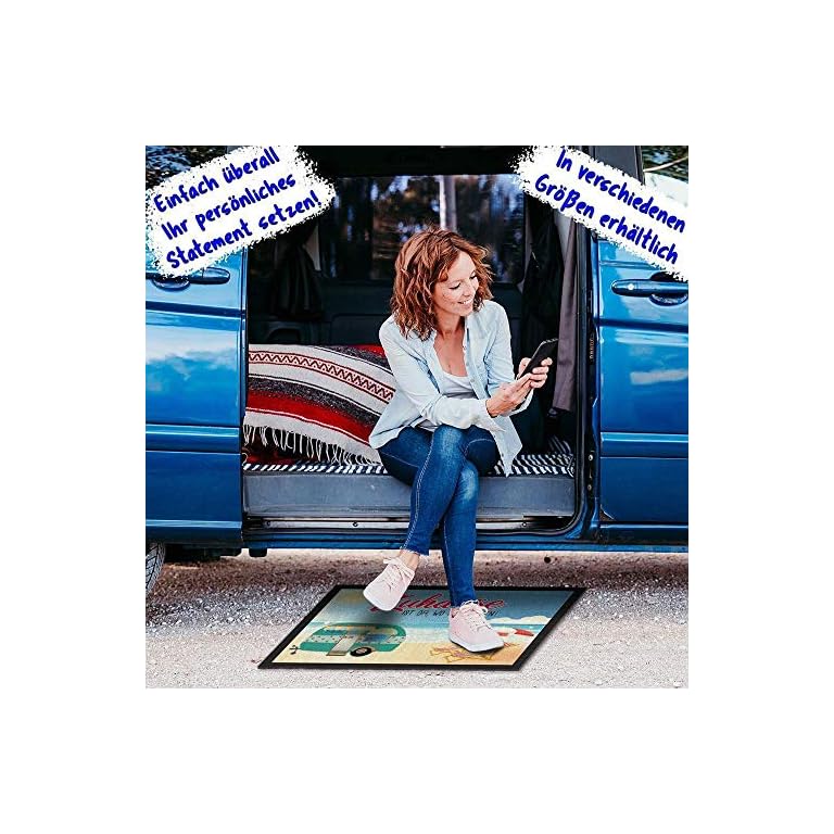 Print Royal Camping Fußmatte mit lustigem Spruch Strand Zuhause ist