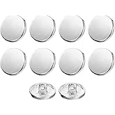 HARFINGTON 10pcs 24L Metal Round Flat Sewing Buttons 15mm Alloy Shank Craft Replacement Button for Men Women Suit Woolen Coat Shirt Trousers Sewing Crafts, Silver Tone
