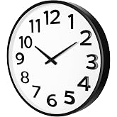 20 Inch Large Wall Clock Silent Quartz Analog Round Battery Operated | 3D Big Numbers Easy-to-Read Non-Ticking Clock for Living Room, Classroom, Office &amp; Home Decor,Modern Minimalist Design
