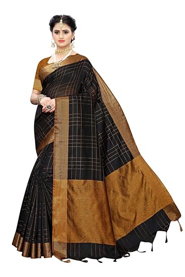 Womens Black Color Printed Art Silk Saree With Blouse Piece (JAYANA-SSC BLACK_Free Size)