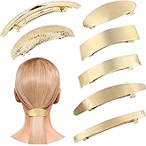 Cinaci 7 Pack Simple Elegant Gold Metal French Barrettes Decorative Snap Hair Clips Barrettes Clamps Accessories for Women Girls