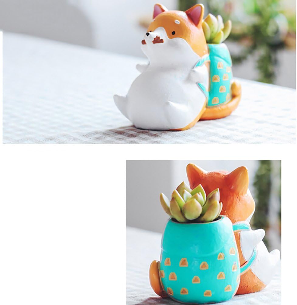 Shiningup Succulent Planter Pot Modern Decorative Cartoon Cute Resin Flower Plant Pot with Drainage -Home Office Desktop Garden Mini Cactus Pot Indoor Decoration