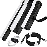 70pcs Cable Ties Reusable Black and White Wire Ties Cable Management Cord Ties Reusable for Electronics Hook and Loop Cable Ties for Computer 4 6 8 Inch